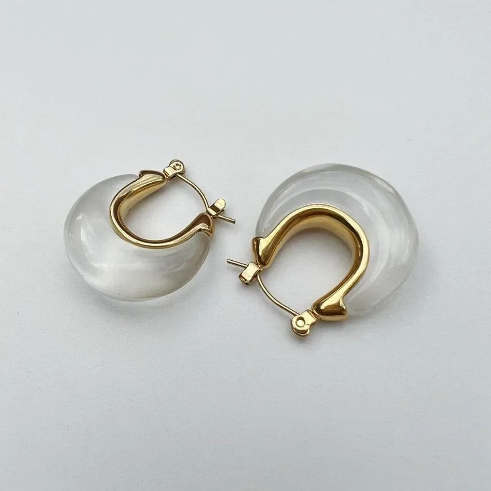 New! “Stila” Clear Resin Hoop Earrings